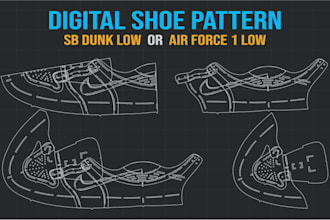 make digital shoe pattern for sb dunk low or air force 1 low