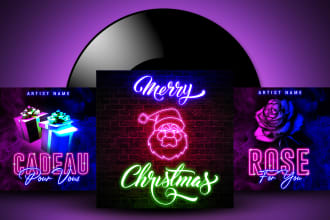 design your album cover art or music artwork, neon cover