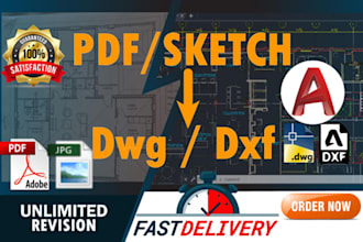 professionally convert PDF to autocad dwg, dxf, blueprint with high accuracy