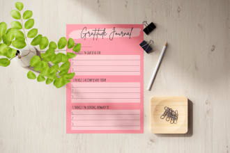 design gratitude journal, habit tracker, baby log, checklist