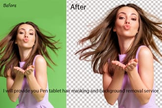 professionally background remove, hair mask, green screen photo