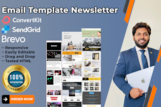 develop sendgrid, brevo and kit email template newsletter