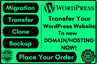 migrate or transfer wordpress website or email files to new hosting or domain