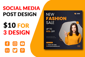 design unique social media posts, ads banner and story content