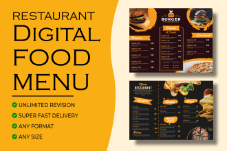 do restaurant digital food menu board signage and static tv screen menu design