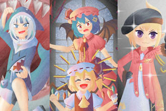 draw cute chibi art anime cartoon style character for you