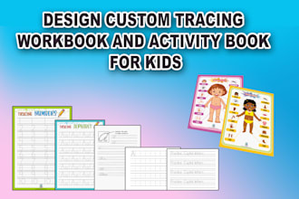 design custom tracing workbook and activity book for kids