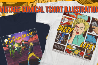 draw great vintage retro comic illustration for your tshirt