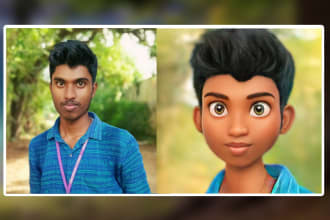 create cute  3d disney cartoon face of you