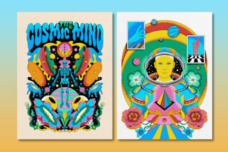 create surreal and colorful style illustration