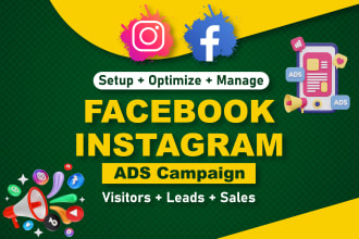 set up facebook ads and instagram ads campaigns to get leads and sales