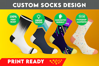 create unique custom socks designs manually in photoshop and illustrator