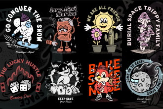 create custom vintage cartoon mascot and tshirt design