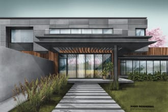 do architectural render sketch exterior concept