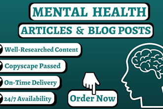 write a spirituality, mental health, and wellbeing article or blog posts