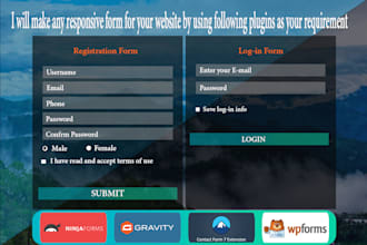 create responsive login, registration, contact form by using gravity or another