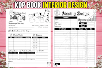 book interior design layout, journal, planner, coloring book, KDP paperback