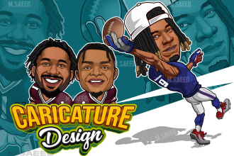 draw amazing family cartoon caricature, group and couple