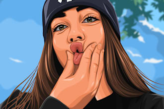 professionally draw  realistic vexel art of your image with costumize background