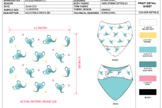 design babies and kids fashion tech packs and flat sketches