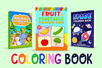 design a coloring book cover with a paperback interior for amazon KDP