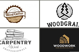 create wood  production  logo design with carpentry designs