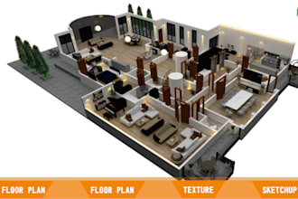 draw a 3d floor plan with sketchup