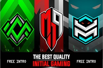 design initial logo gaming for esports, twitch, youtube, free intro