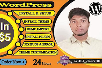 install wordpress theme customization, demo import and bugs fixing with migrate