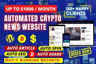 build advance automated crypto news website for passive income, autoblog