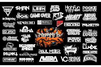 design dj music record label producer, band, typography or hip hop logo