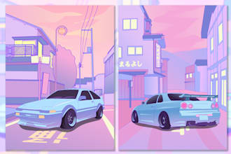 draw your car into aesthetic anime style