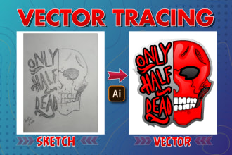 vector tracing or redraw from any logo, image, sketch, drawing in 3 hours