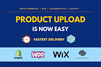 upload product in woocommerce, shopify, squarespace, wix or any online store