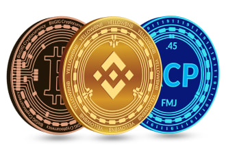 gold and blue coin, logo coin, token, bitcoin,crypto token design