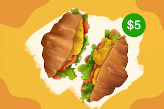 draw food into a cartoon style vector illustration