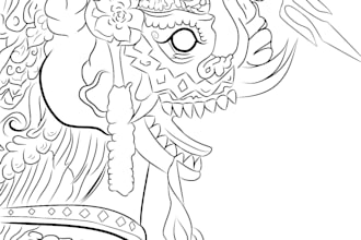 draw a detailed line art illustration