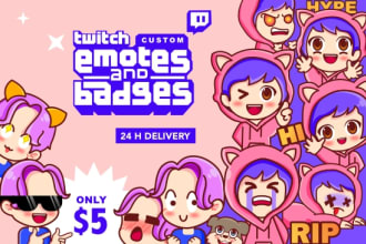 draw cute chibi emotes and sub badges for twitch