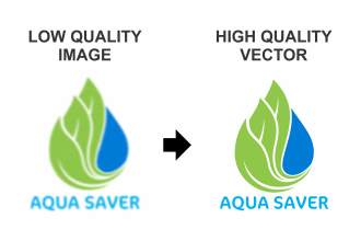 manually redraw pixelated logo or image and convert into vector
