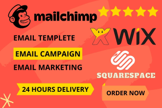provide mailchimp template and email marketing with wix and squrespace
