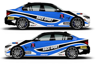 do attractive racing car design, racing car wrap, itasha wrap, car wrap design