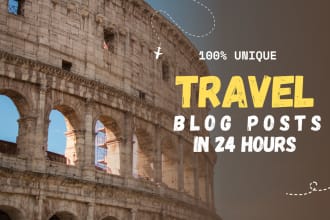 write travel blog posts and articles in 24 hours