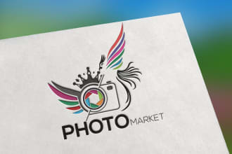 design photography, camera, flat minimalist, 3d vintage logo for your business
