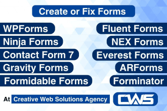 create or fix contact form, gravity forms, ninja form, wpforms, formidable form