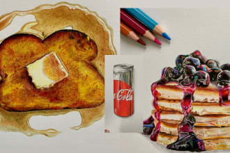 sketch and illustrate realistic art and digital art