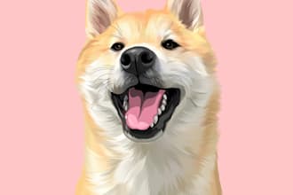 draw vector cartoon for your pet, dog pet potrait
