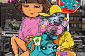 draw amazing doodle art, graffiti and cartoon illustration