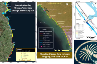 do gis coastal mapping shoreline analysis with report writing