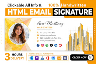 create HTML email signature for gmail, outlook, and apple mail etc