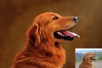 draw realistic portrait cat , dog , animal or any pets in great oil painting